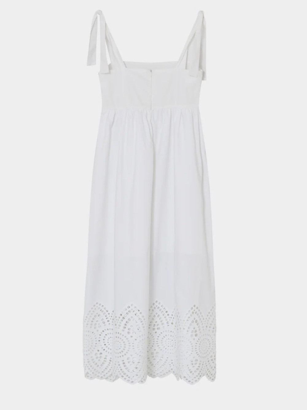 Day Birger et Mikkelsen White Eyelet-Hem Midi Dress with Tie Straps size US 6 - Picture 3 of 6